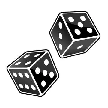 Two Black Dice Cubes on White Background. Vector Stock Illustration