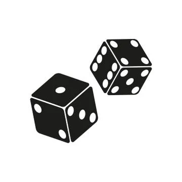Two black dice cubes on white background. Vector illustration. Stock Illustration