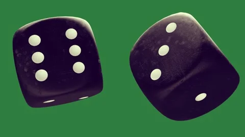 Two black dice on a green background and white green screen animated chromakey Video stock 335065342