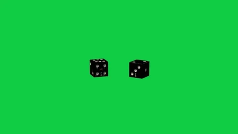 Two black dice starting tumble over transparent backdrop colliding and settling Stock Footage 340269576