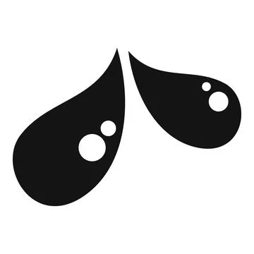Two black drops falling with bubbles on white background Illustrazione stock