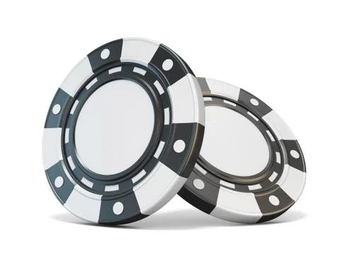 Two black gambling chips 3D Illustrazione stock