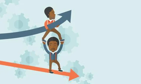 Two black guy in two arrows going up and down Stock Illustration