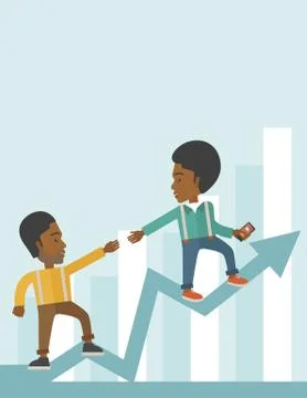 Two black guy walking in arrow going up Ilustración de archivo