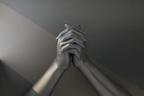 Two black hands fastened in a gesture of prayer Stock Illustration