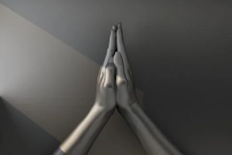 Two black hands in a gesture of prayer Stock Illustration