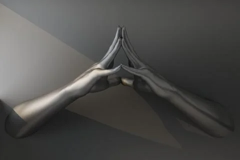 Two black hands in a gesture of prayer Stock Illustration