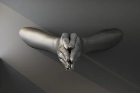 Two black hands in a gesture of prayer Stock Illustration