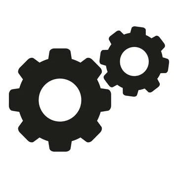 Two black interacting gears icon with settings concept Stock Illustration