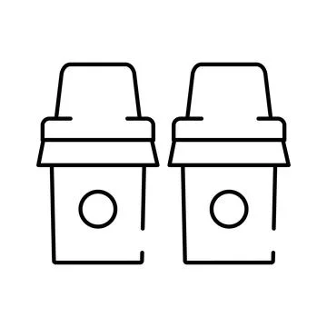 Two black line art coffee cups Ilustração Stock