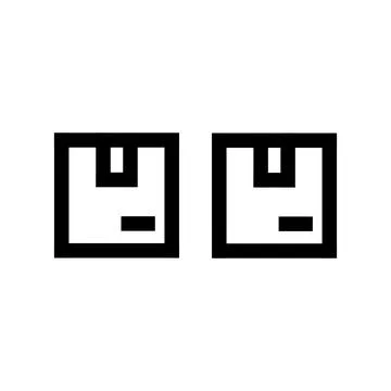 Two black line art shipping box icons isolated on transparent background Ilustração Stock