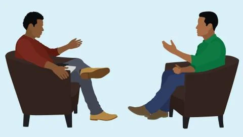 Two Black Men Having a Conversation Stock Illustration