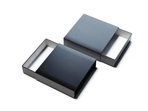 Two black opened boxes. 3d rendering Foto stock