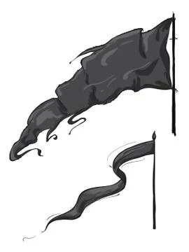 Two black pirate flags, isolated on white background Stock Illustration