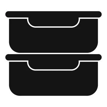 Two black plastic food containers stacked on top of each other Illustrazione stock