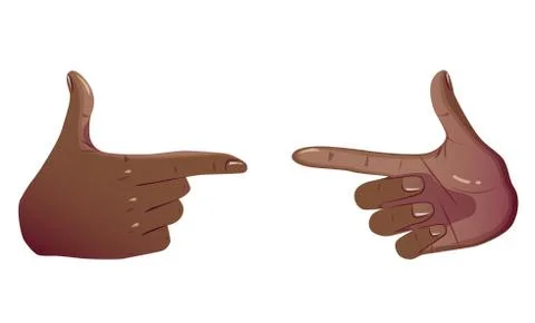 Two Black Pointing Hands Make Gesture Forefinger. Showing Gestures Sign Looks Stock Illustration