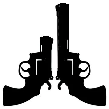 Two black revolvers Stock Illustration