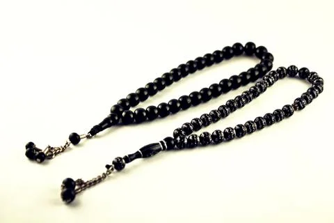 Two black rosary. Foto stock
