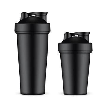 Two Black Shaker Bottle Mockups, Small and Big Stock Illustration