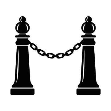 Two black stanchions connected by a chain barrier isolated on transparent b.. Stock Illustration