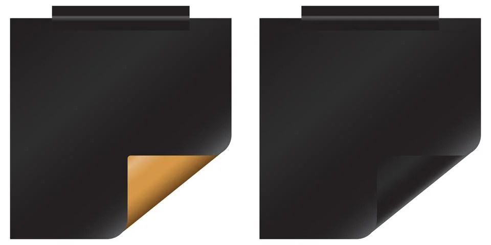 Two black sticky notes with curled corners Illustrazione stock