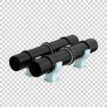 Two black stylized pipes over white background, 3d render Illustrazione stock
