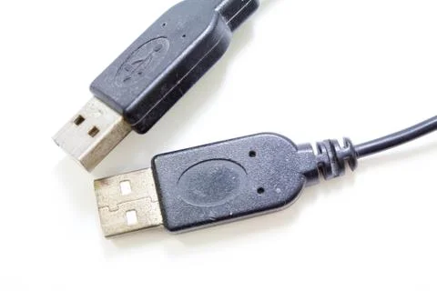 Two black usb plugs Stock Photos