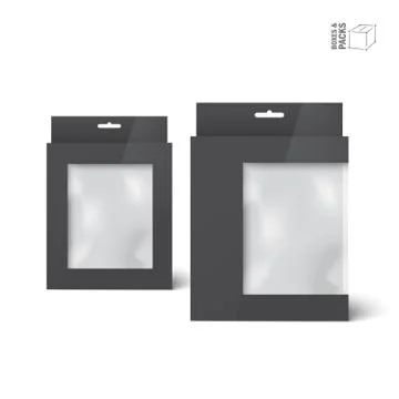 Two black vector product package boxes with window Иллюстрация