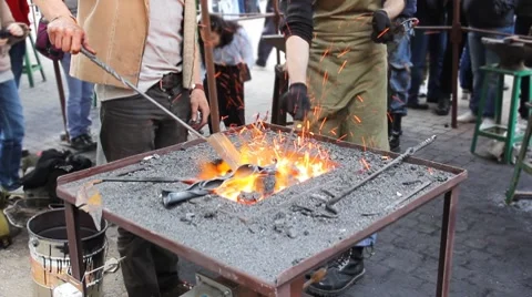 Two Blacksmith Heated Parts Video stock 8659541