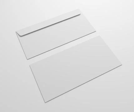 Two blank 3d illustration envelopes mock up. Illustrazione stock