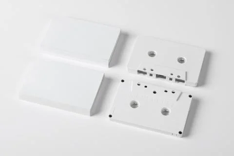 Two blank audio cassettes Stock Photos