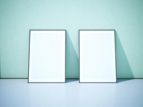 Two blank black picture frames Stock Illustration