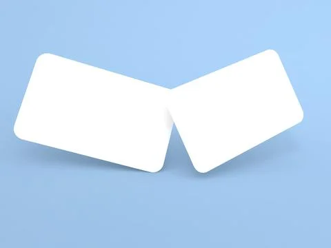 Two blank cards displayed at an angle on a light blue background Stock Illustration