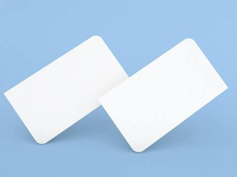 Two blank cards placed at an angle on a light blue background Stock Illustration