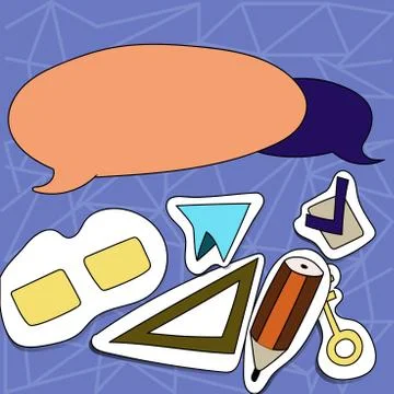 Two Blank Colorful Round Speech Bubble with Tails Facing Opposite Direction Stock Illustration