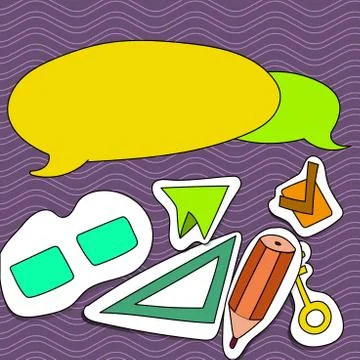 Two Blank Colorful Round Speech Bubble with Tails Facing Opposite Direction Stock Illustration