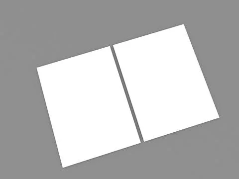 Two blank empty A4 paper sheets on a gray background. Stock Illustration