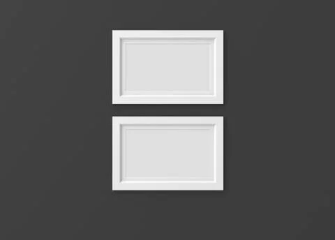 Two blank frames gray wall 스톡 일러스트