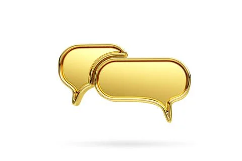 Two blank gold speech bubble pin isolated on white background. Social media Stock Illustration