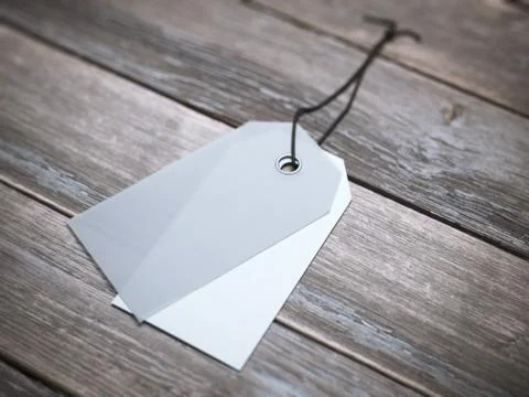 Two blank labels with string on the floor. 库存插图