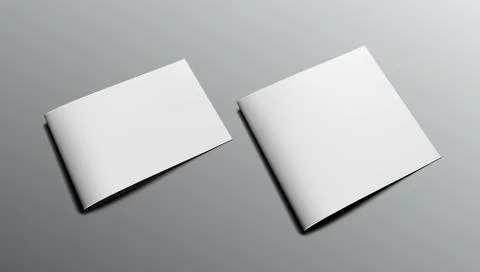 Two Blank Landscape Brochure Or Magazine On Gray Ilustração Stock
