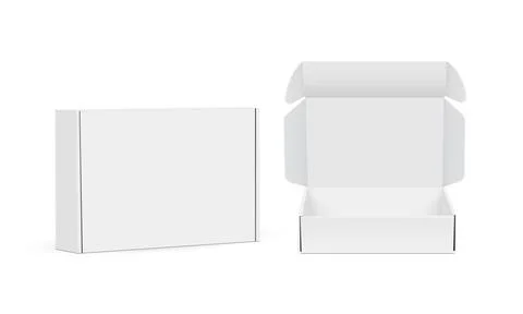 Two Blank Packaging Boxes Mockups, Open and Closed Stock Illustration