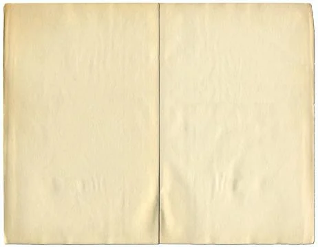 Two blank pages from a 1932 vintage book isolated over white. Stock Photos