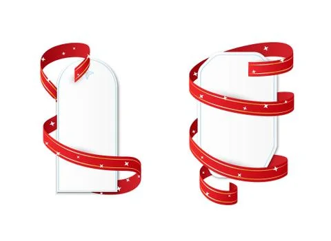 Two blank papers with ribbon Stock Illustration