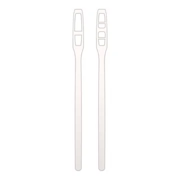 Two blank perfume tester strips standing upright on white background Illustrazione stock
