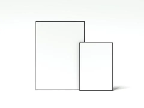 Two blank picture frames. 3d rendering Stock-Fotos