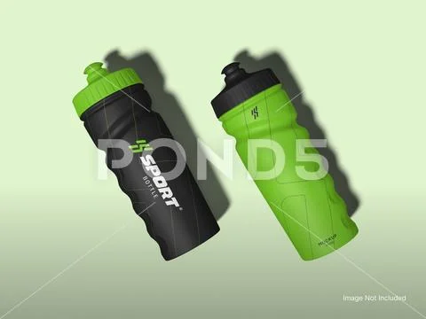 Two Blank Plastic Bottle Mockup 3D Water Bottle PSD Template