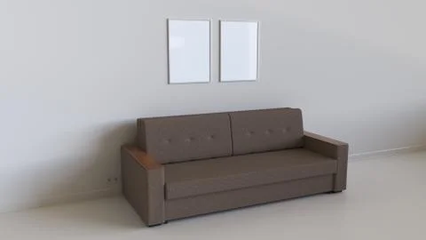 Two blank posters in the frames on the wall above sofa Stock Illustration