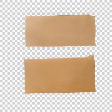 Two blank rectangular brown paper labels or tags isolated on a transparent .. Фото
