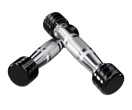 Two blank Round Dumbbells, black weightlifting gym equipment top view Stock Illustration